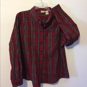 LL Bean flannel petite long sleeve button shirt